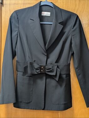 RED Valentino Black Bow-Waist Blazer Jacket